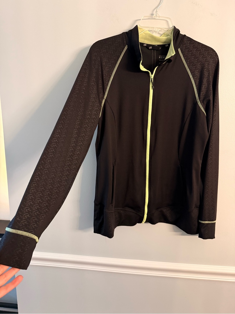 Kenneth Cole Reaction Black Utility Zip Jacket with Lime Accents